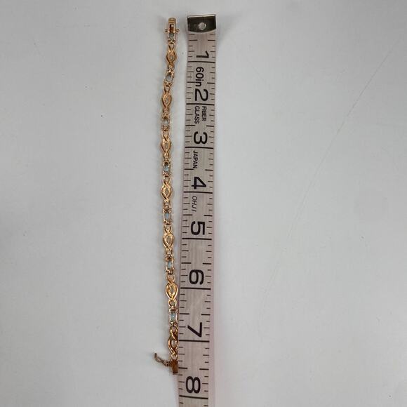 Blue topaz 18 k goldplated diamond accent sterling silver bracelet - Picture 5 of 5